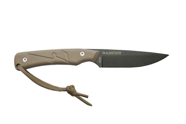 Couteau Wildsteer Troll TRO3115 lame noire 8,5cm manche tactipr&egrave;ne coyote + &eacute;tui en Kydex