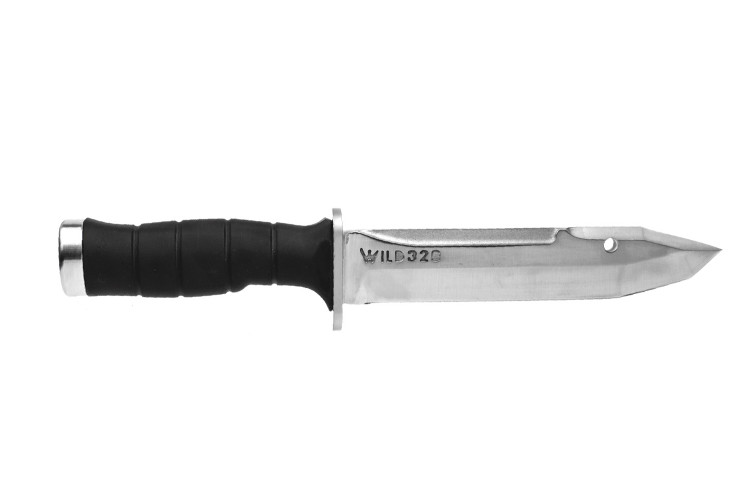 Couteau Wildsteer Krypton-B KRYB0115 lame 17,5cm manche Tactipr&egrave;ne noir avec pommeau de frappe + &eacute;tui POM