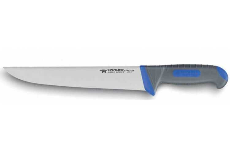 Couteau trancheur 30cm Fischer SANDVIK manche bleu ultra confort