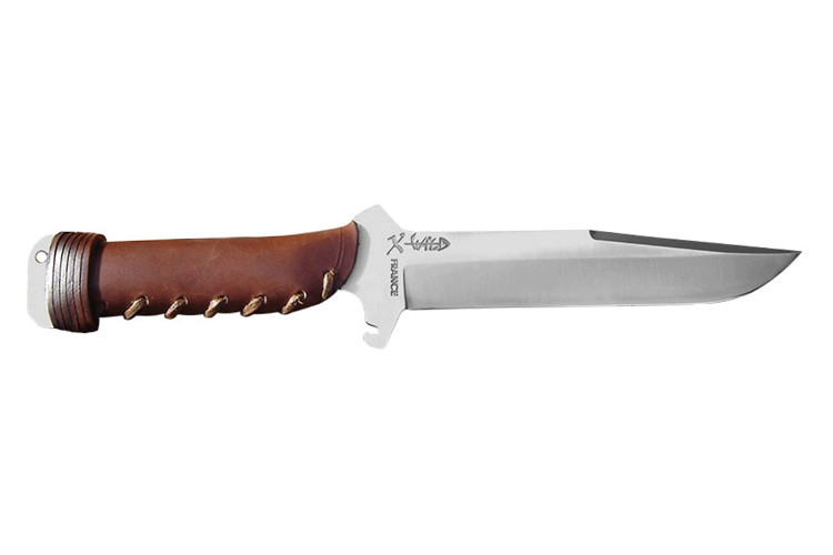 Couteau de chasse Wildsteer X Wild XW0102 lame 16cm manche cuir marron + &eacute;tui en cuir assorti