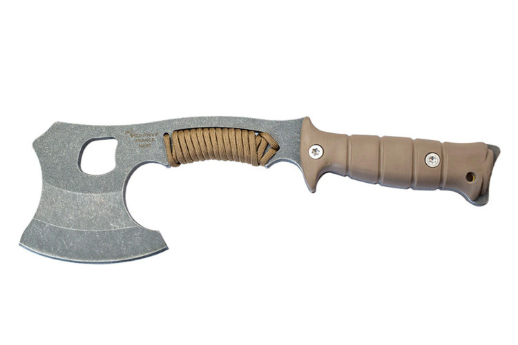 Hachette bushcraft Wildsteer Kobra KOB0115 30cm manche Paracorde/Tactipr&egrave;ne Coyote + &eacute;tui Kydex