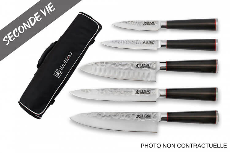 Mallette de 5 couteaux de cuisine Wusaki Ebony AUS8 manches ébène - Reconditionné