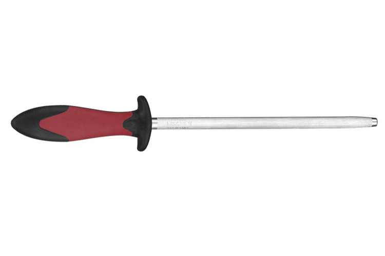Fusil &agrave; aiguiser FISCHER en acier 25cm grain standard manche rouge et gris