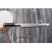 Couteau sakimaru takohiki japonais artisanal Naoki Mazaki Damascus biseauté 27cm corne claire