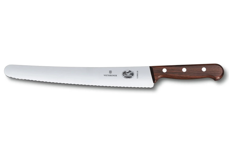 Couteau P&acirc;tissier / Traiteur Victorinox - lame dent&eacute;e 26 cm - manche &eacute;rable