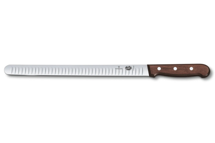 Couteau jambon / saumon Victorinox - lame alv&eacute;ol&eacute;e 30 cm - manche &eacute;rable