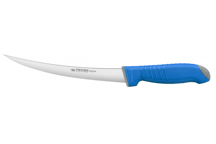 Couteau filet de sole courb&eacute; 19cm Fischer SANDVIK manche ultra confort