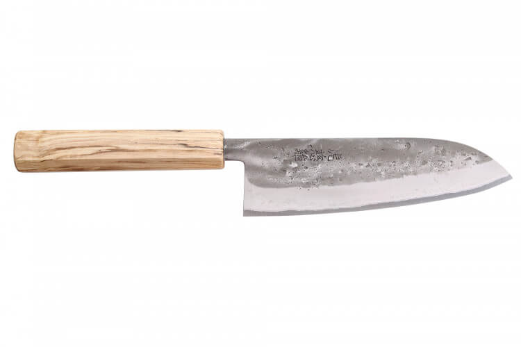 Couteau santoku japonais artisanal Wusaki Nakata Erable BS2 16,5cm manche érable