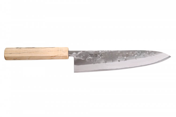 Couteau de chef japonais artisanal Wusaki Nakata Erable BS2 21cm manche érable
