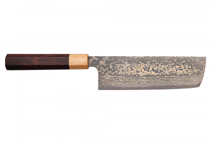 Couteau nakiri japonais artisanal Takeshi Saji VG10 Rainbow 16,5cm
