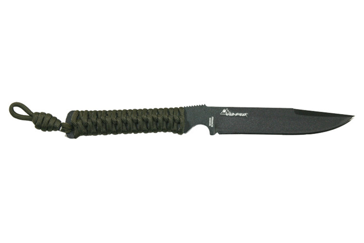 Couteau Wildsteer Wild Tech4 XL WT4XL3112 lame noire 11,5cm manche paracorde Kaki + &eacute;tui en POM