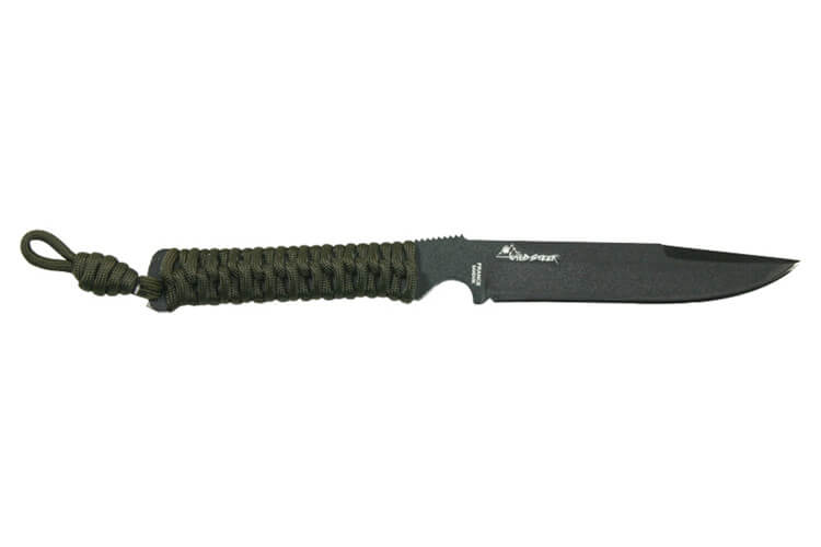 Couteau Wildsteer Wild Tech4 XL WT4XL3112 lame noire 11,5cm manche paracorde Kaki + étui en POM