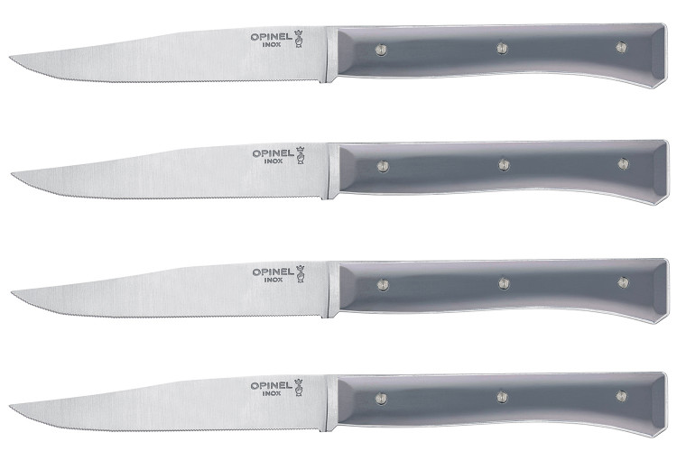 Coffret 4 couteaux de table Opinel Facette manche VittEr&reg; ardoise lame 11cm inox microdent&eacute;e