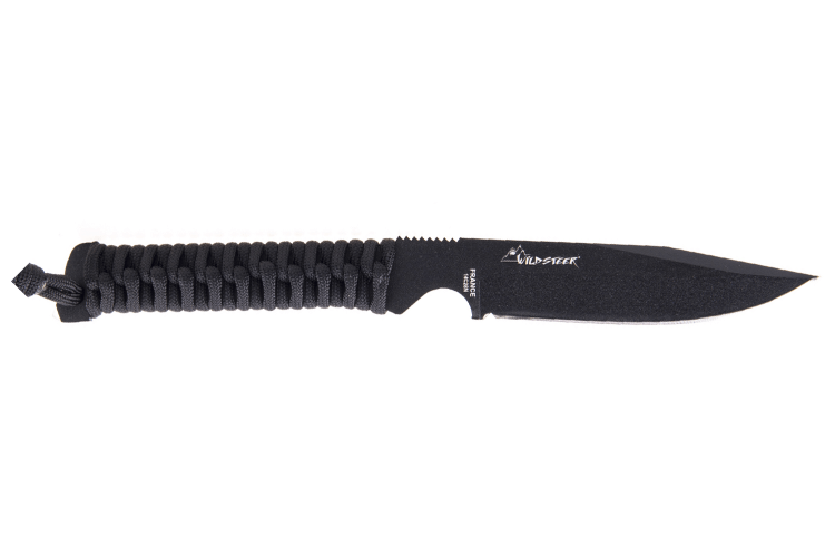 Couteau Wildsteer WT4 Gendarmerie Nationale Noir WT43113GN lame noire 9cm manche paracorde noir + étui en POM