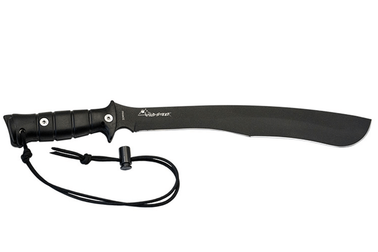 Machette kukri Wildsteer W Tiger WTIG3113N 45cm lame noire manche Kraton noir + étui en nylon