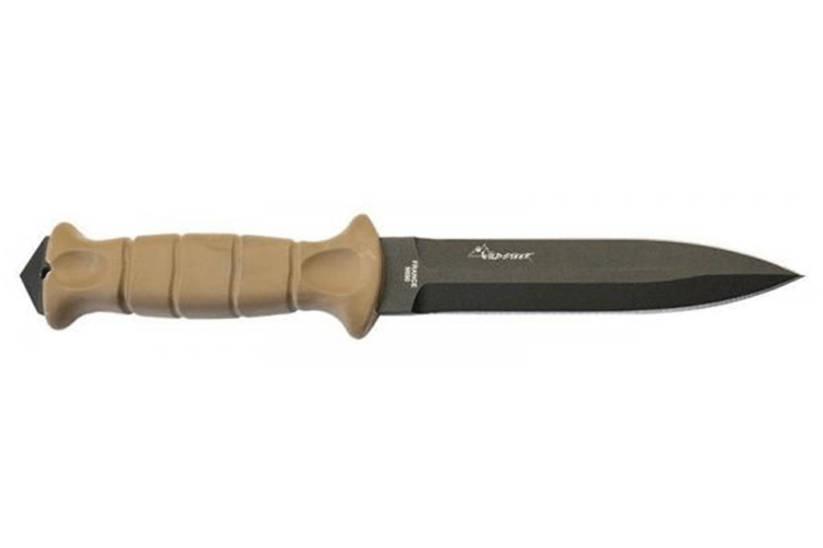Couteau Wildsteer SAS SAS3115 lame noire double tranchant 13,7cm manche tactiprène Coyote avec brise-vitre + étui en POM/nylon