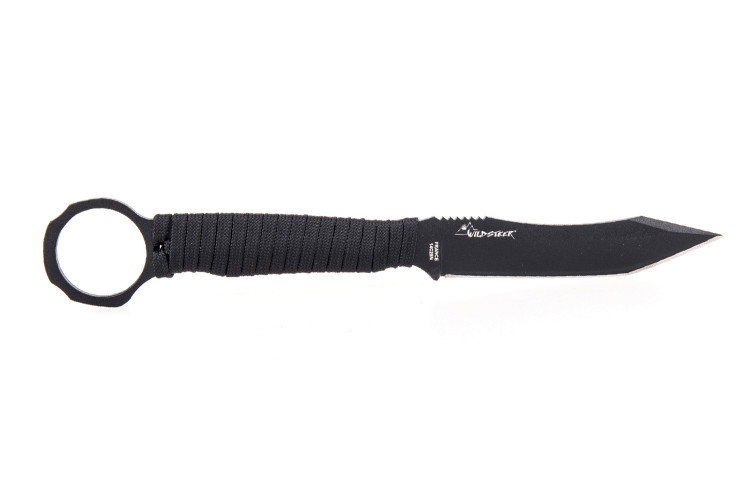 Couteau Wildsteer Scorpion SCO3113 lame noire tanto 8,4cm manche paracorde noir + &eacute;tui Kydex