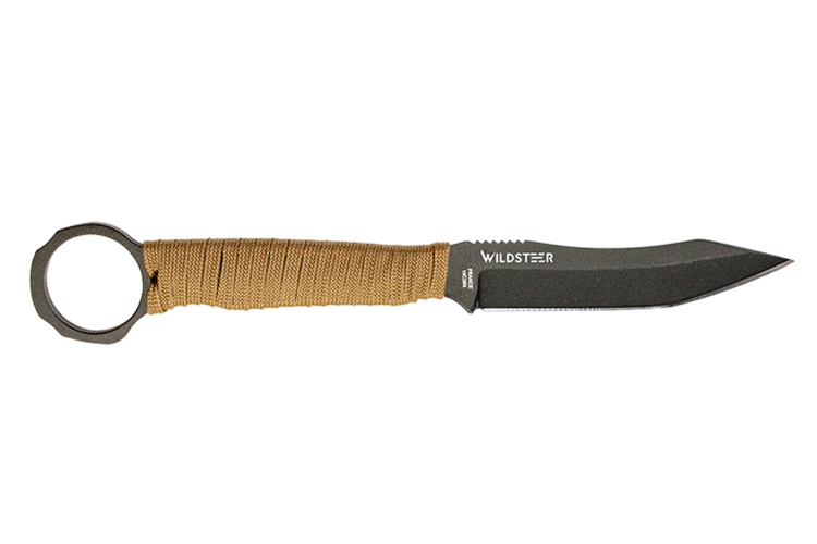 Couteau Wildsteer Scorpion SCO3111 lame noire tanto 8,4cm manche paracorde D&eacute;sert + &eacute;tui Kydex