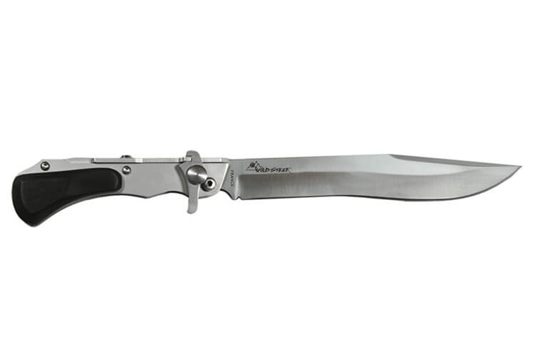 Couteau pliant de chasse Wildsteer W'eStaing WES0106 manche bois d'ébène 13cm + étui en cuir