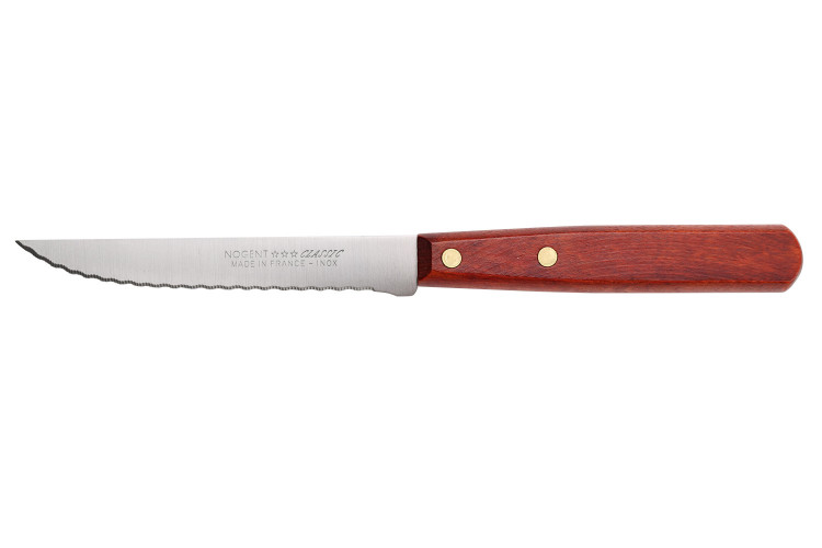 Couteau &agrave; steak Nogent Classic lame microdent&eacute;e 11cm manche en charme coloris merisier
