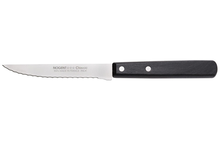 Couteau &agrave; steak Nogent Classic lame microdent&eacute;e 11cm manche en bois de charme noir