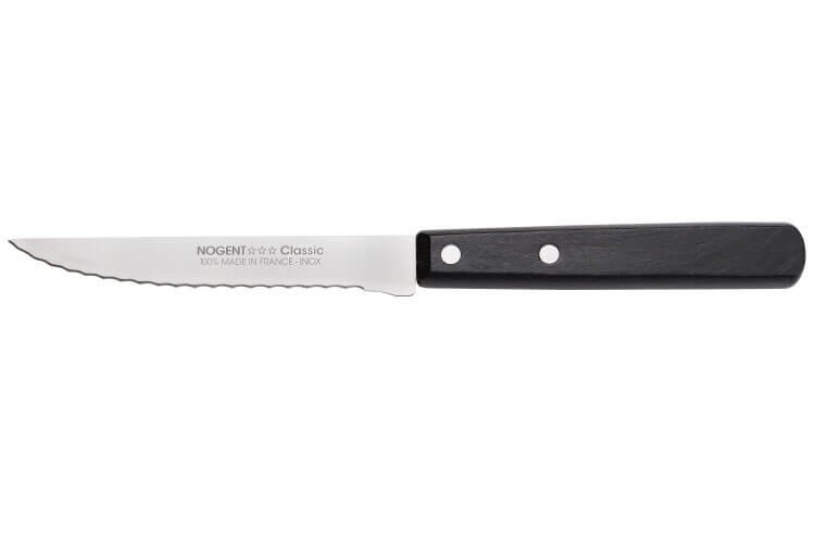 Couteau à steak Nogent Classic lame microdentée 11cm manche en bois de charme noir