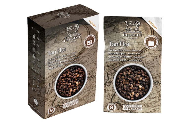 Coffret de 4 sachets fraîcheur Peugeot poivre noir Tan Hoi du Vietnam - 4x20g