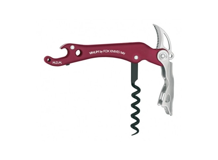 Tire bouchon VINUM manche 12 cm alu anodis&eacute; bordeaux