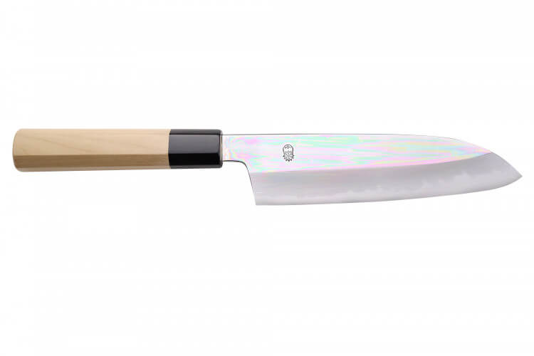 Couteau santoku japonais artisanal Sakai Kikumori Choyo 18cm