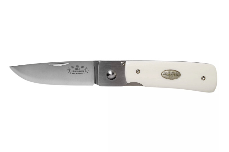 Couteau pliant Fallkniven RL1EY manche Elforyn imitation ivoire 9,5cm + &eacute;tui en daim