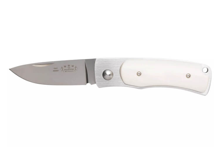 Couteau pliant Fallkniven U1EY Elmax manche Elforyn imitation ivoire 8,6cm + étui Cordura