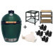 Pack Big Green Egg Large barbecue + convEGGtor + table modulaire + meuble d'extension + 8 roulettes