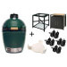 Pack Big Green Egg Medium barbecue + convEGGtor + table modulaire + meuble placard + 8 roulettes