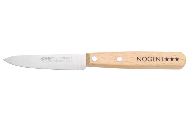 Couteau d'office Nogent Classic manche en h&ecirc;tre lame lisse 9cm