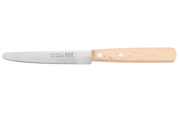 Couteau de table Nogent Classic lame crantée 11cm manche en hêtre