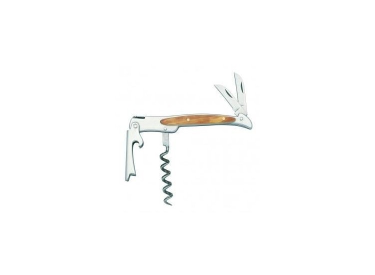 Tire bouchon Laguiole G. David 3 pi&egrave;ces plat manche olivier inox 12 cm