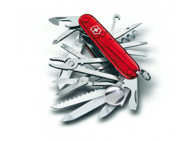 Couteau suisse Victorinox 21 pieces SWISSCHAMP manche 91mm bleu translucide