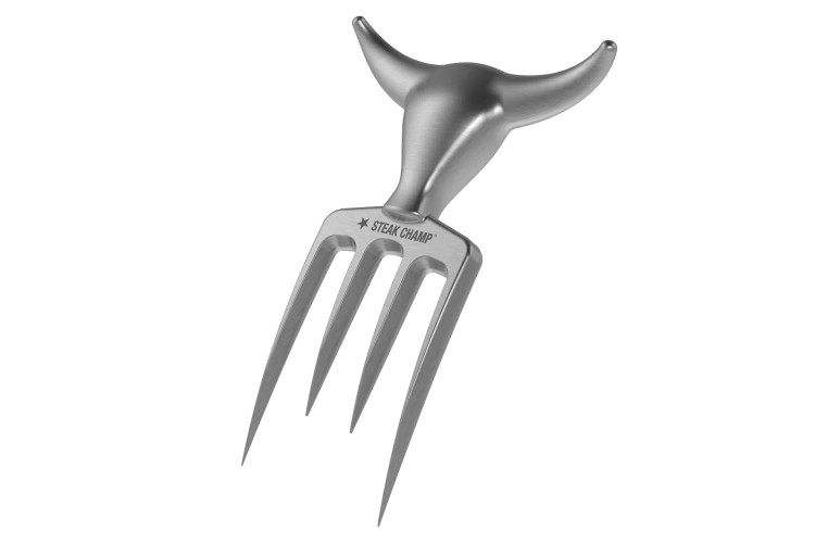 Fourchette &agrave; viande Steak Champ Bull Fork en zinc chrom&eacute; 16,5cm