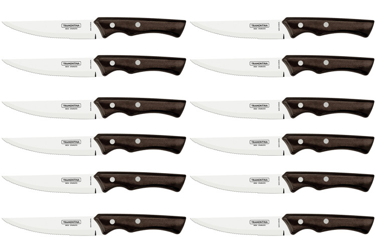 Set de 12 couteaux &agrave; steak Tramontina Jumbo lame crant&eacute;e