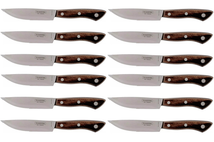 Set de 12 couteaux &agrave; steak Tramontina Jumbo lame semi-dentel&eacute;e