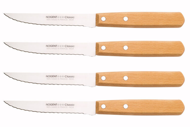 Coffret 4 couteaux à steak Nogent Les Basiques manche en bois de hêtre