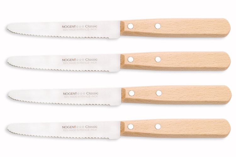 Coffret 4 couteaux de table Nogent Les Basiques manche en bois de h&ecirc;tre