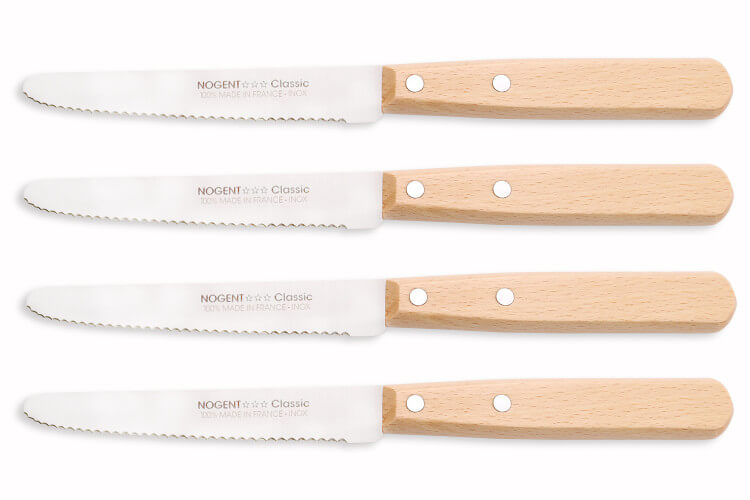 Coffret 4 couteaux de table Nogent Les Basiques manche en bois de hêtre