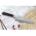Couteau santoku japonais Shizu Hamono Bessaku Miyako martelé damas 33 couches 18cm