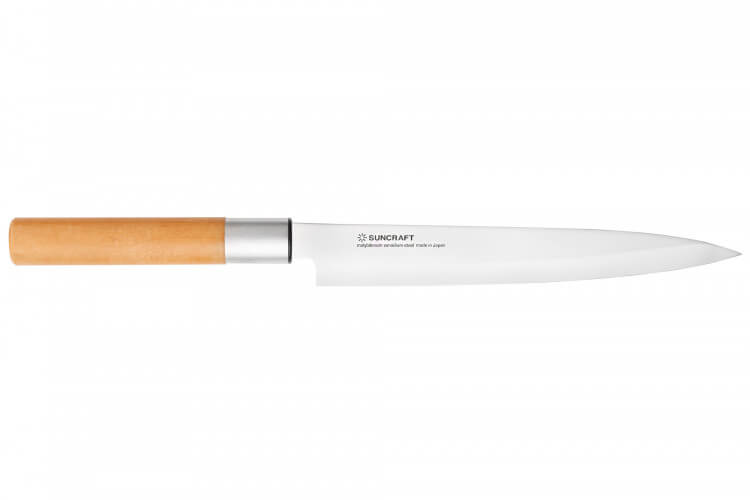 Couteau sashimi japonais 21cm Suncraft Senzo manche en magnolia