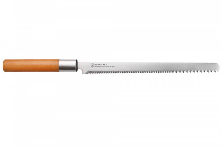 Couteau à pain japonais 23,3cm Suncraft Senzo double crantage manche en magnolia