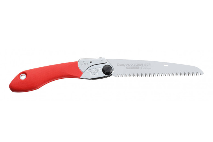 Scie pliante d'&eacute;lagage Silky Pocketboy 34617 lame droite manche caoutchouc rouge 20cm