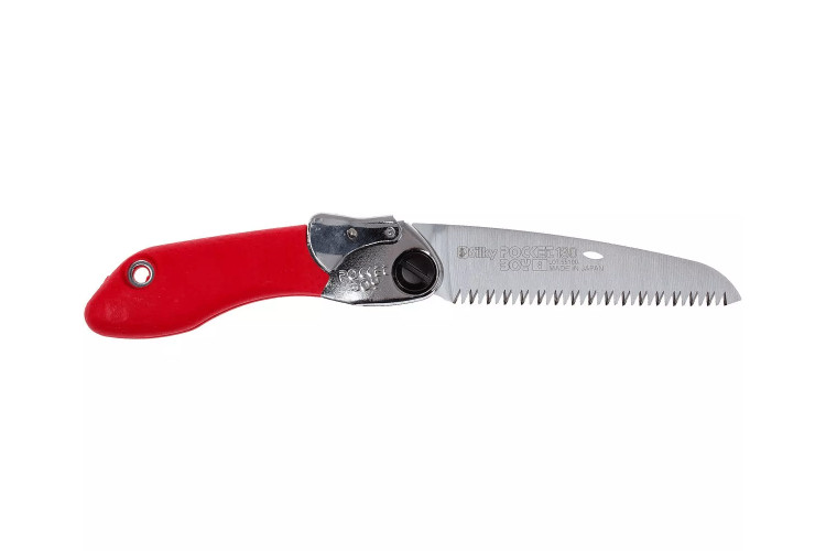 Scie pliante d'&eacute;lagage Silky Pocketboy 34613 lame droite manche caoutchouc rouge 16cm