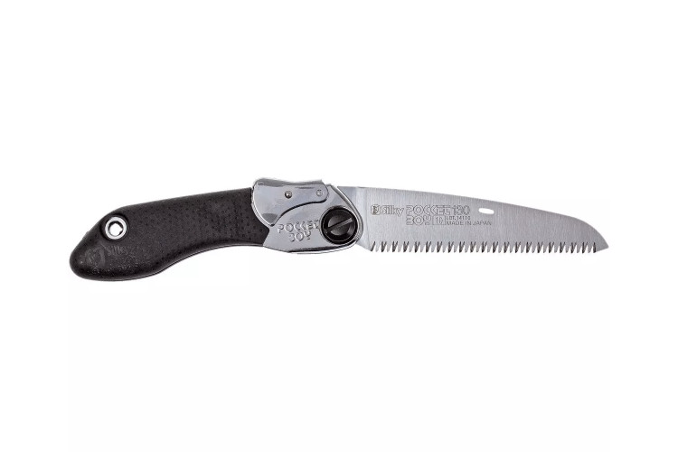 Scie pliante d'&eacute;lagage Silky Pocketboy 340-13 lame droite manche caoutchouc noir 16cm