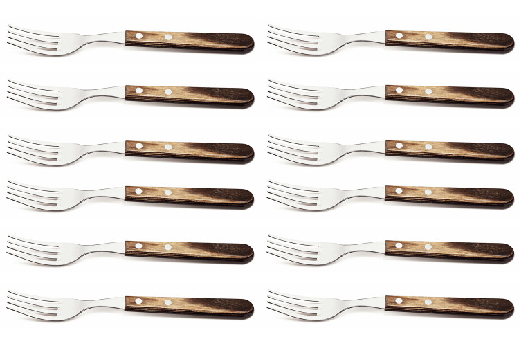 Set de 12 fourchettes &agrave; steak Tramontina Jumbo 21,5cm manche noirci